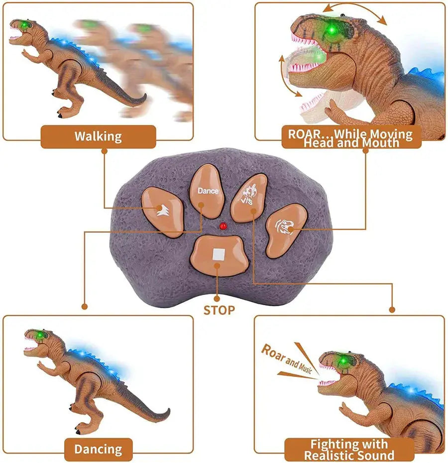 Remote Control Dinosaur Toy with LED Eyes and Walking Roar, Rechargeable 17-Inch Avento Goods