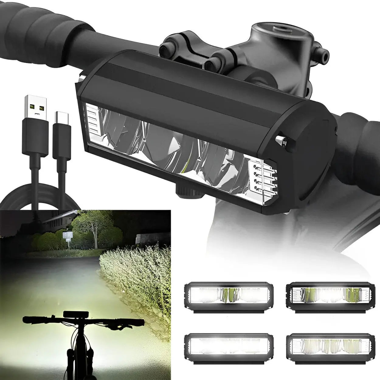 LED Bike Light with USB-C Rechargeable Battery and Quick-Attach Mount, IPX6 Avento Goods