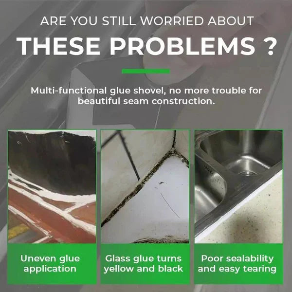 Caulk Removal Tool with Stainless Edge and Adjustable Rubber Blade, Dual-Ended Scraper