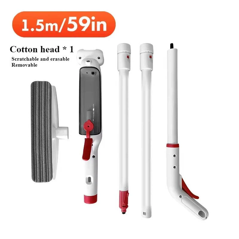 Telescopic Window Cleaner with Trigger Spray and Dual Scrub Squeegee, 51-Inch Reach