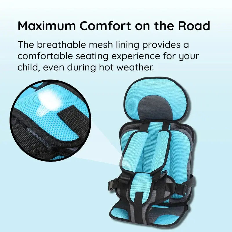Child Car Seat Cushion with Adjustable Five-Point Harness and Breathable Mesh, Foldable Avento Goods