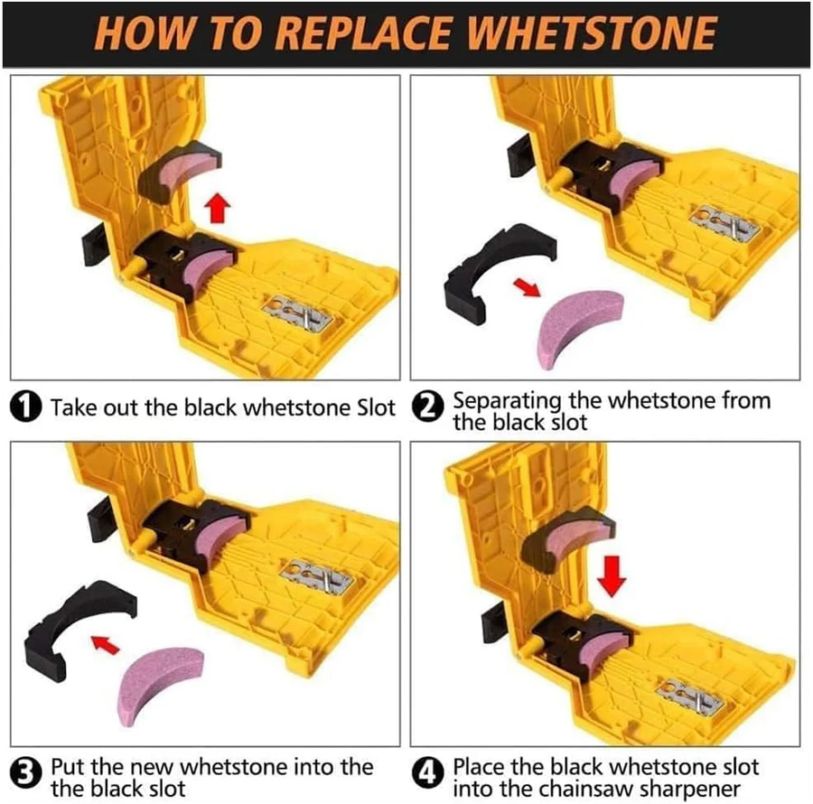 Chain Sharpener with Quick Touch-Up Stone and Dual Pins for 14-20in Two-Hole Bars