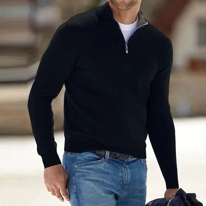 Cashmere Sweater with Zip Front and Regular Fit, Lightweight Breathable Knit for Men Avento Goods