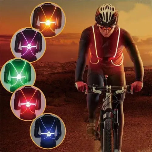 LED Safety Vest with 360 Degree Reflective Illumination and Adjustable Fit Avento Goods
