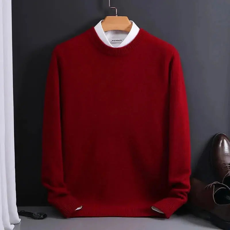 Men's Cashmere-Like Sweater with Lightweight Knit and Tailored Crew Neck, True-to-Size Avento Goods