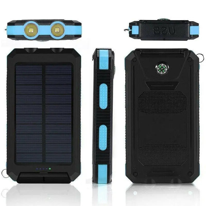 Solar Power Bank with 500000mAh Capacity and Dual USB Outputs, Splash Resistant Avento Goods