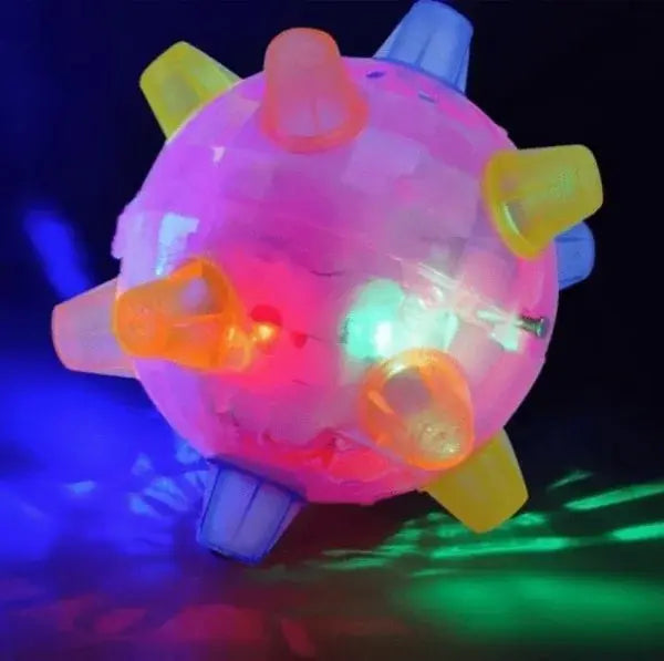 Interactive Dog Ball with Random Jump Motion and LED Lights, Rechargeable 13cm Diameter Avento Goods