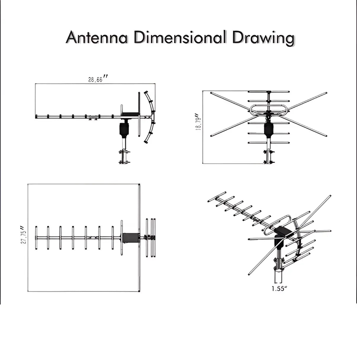 Motorized Outdoor TV Antenna with 360 Degree Rotation and Dual Band UHF VHF, Long Range Avento Goods