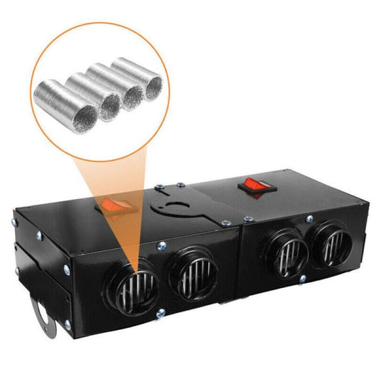 12V Car Heater with PTC Rapid Heat and Four-Outlet Airflow, Dual Switch Control