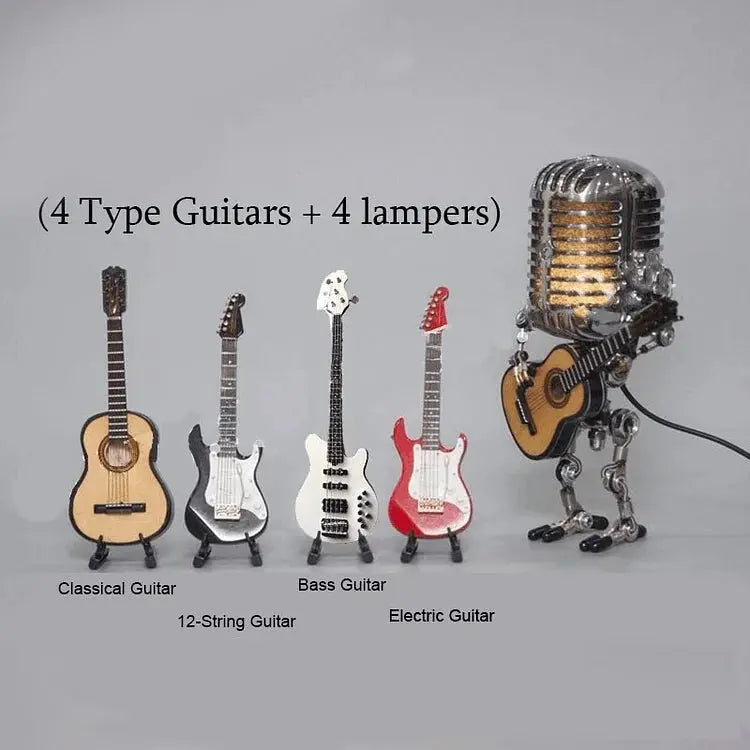 Microphone Lamp with Articulated Joints and Vintage Metal Robot Design, LED Included Avento Goods