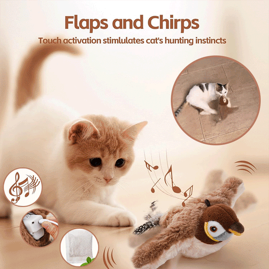 Interactive Cat Toy with Motion-Activated Chirping and Feathery Tail, USB Rechargeable Avento Goods