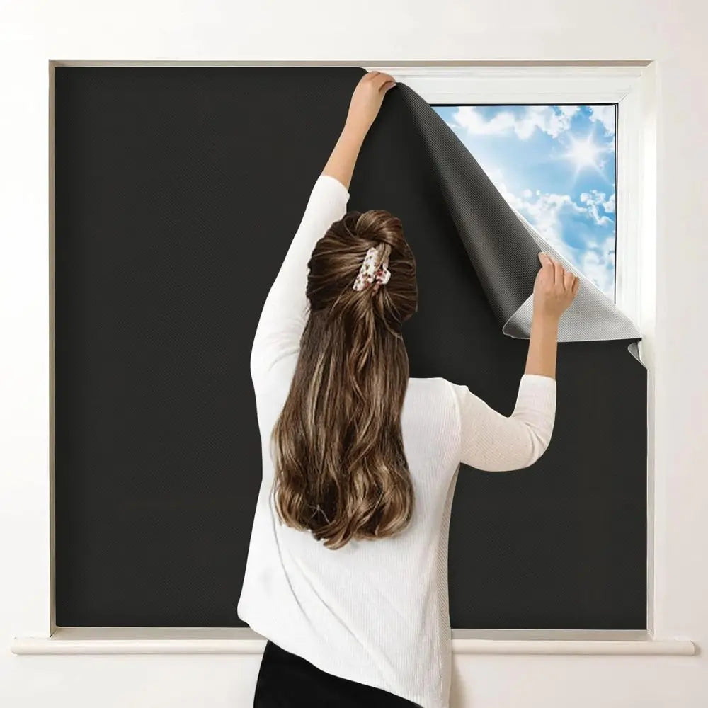 Blackout Window Film with Static Cling and Matte Finish, Trim-to-Fit Reusable Avento Goods
