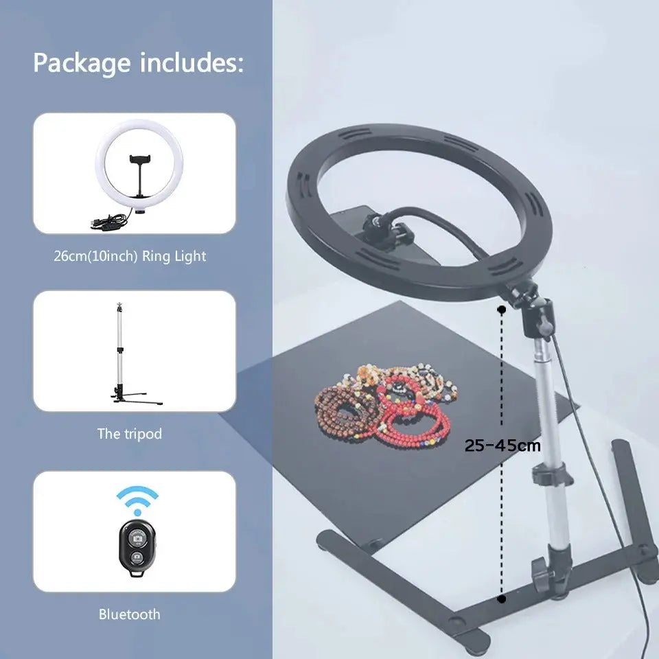 LED Ring Light with Phone Holder and Tripod Stand, USB Powered, 360° Rotation Avento Goods