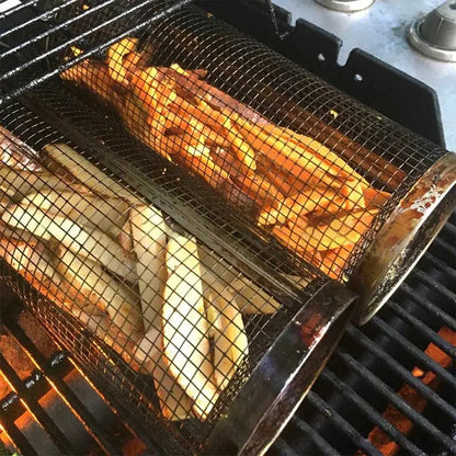 Rotating Grill Basket with 360 Degree Spin and Dishwasher Safe, Stainless Steel Avento Goods
