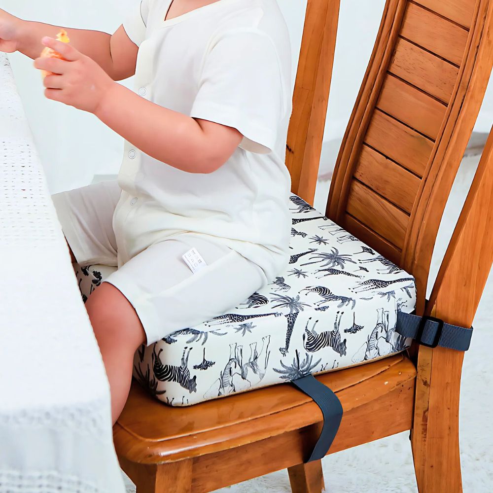 Travel Booster Seat with Adjustable Height and Foldable Design, Removable Washable Cushion