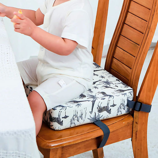 Travel Booster Seat with Adjustable Height and Foldable Design, Removable Washable Cushion