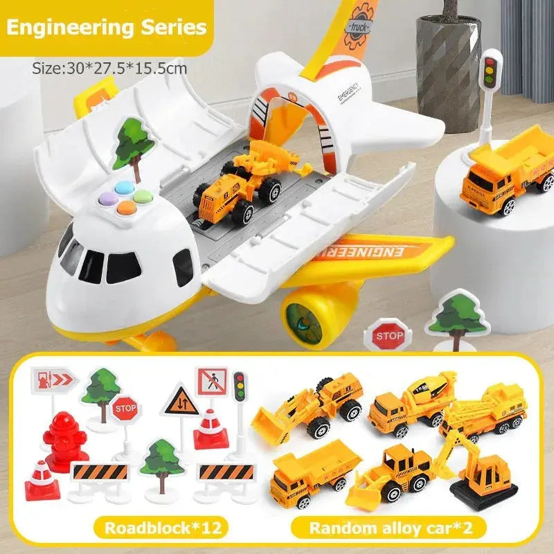 Kids Airplane Playset with Friction-Drive Plane and Light/Sound Effects, 20 Pieces Avento Goods