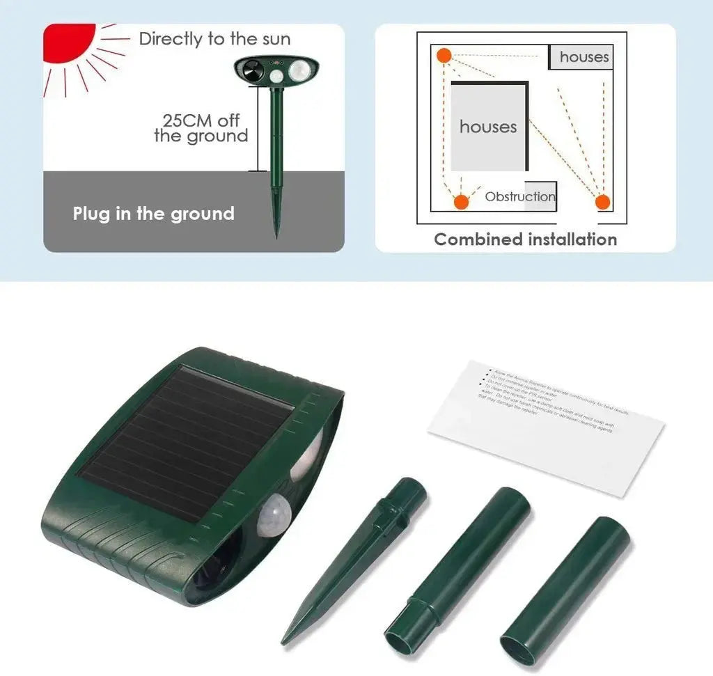 Solar Deer Repeller with Motion Sensor and Adjustable Ultrasonic, Weatherproof, 4-Pack Avento Goods