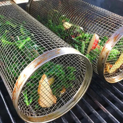 Rotating Grill Basket with 360 Degree Spin and Dishwasher Safe, Stainless Steel Avento Goods