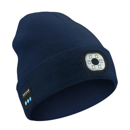 Bluetooth Beanie with Front LED Light and Removable Speaker Module, Washable Acrylic Blend