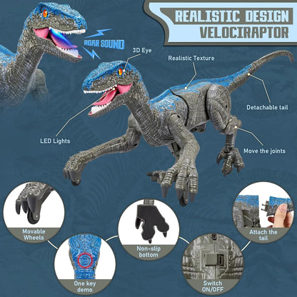 Remote Control Dinosaur with Rechargeable Battery and Realistic Movement, Lights, Sounds Avento Goods