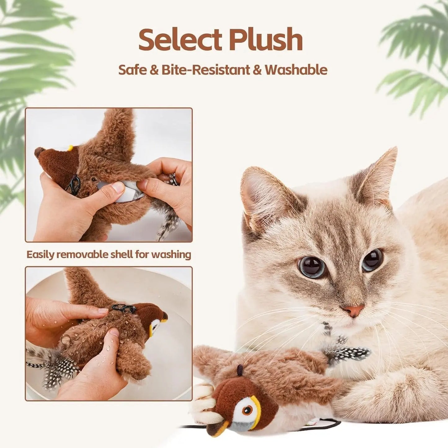 Interactive Cat Toy with Motion-Activated Chirping and Feathery Tail, USB Rechargeable Avento Goods