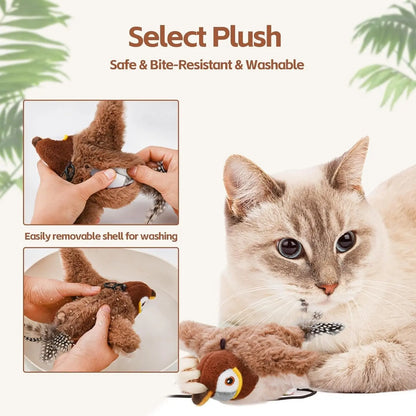 Interactive Cat Toy with Motion-Activated Chirping and Feathery Tail, USB Rechargeable Avento Goods