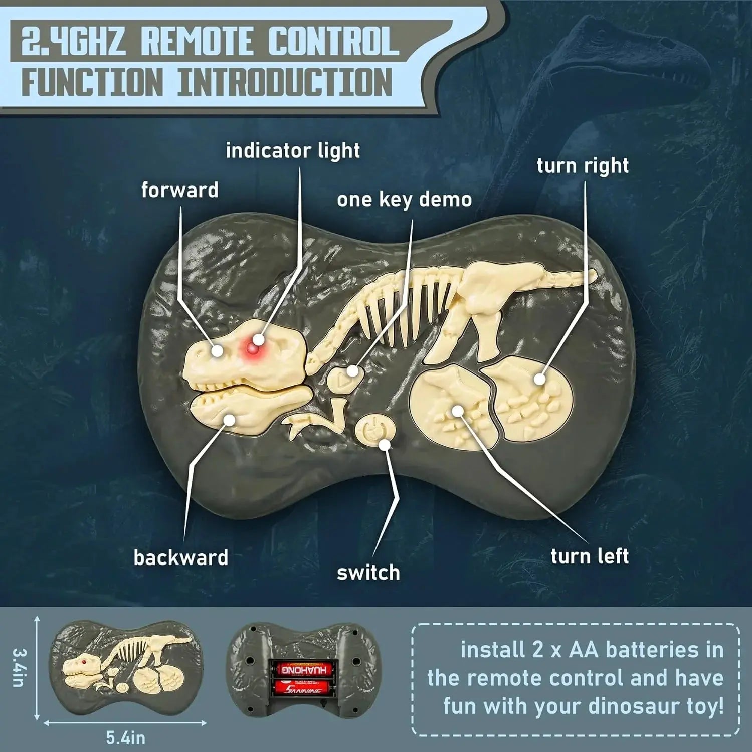 Remote Control Dinosaur with Rechargeable Battery and Realistic Movement, Lights, Sounds Avento Goods