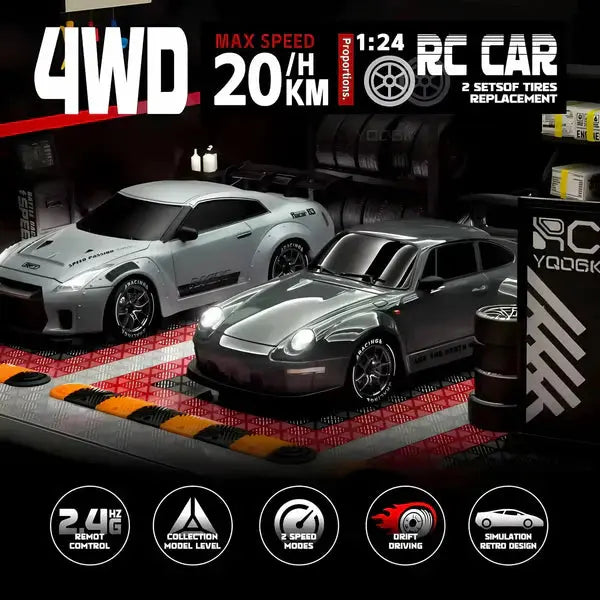 RC Drift Car with 4WD and LED Lights, Rechargeable USB Battery Avento Goods