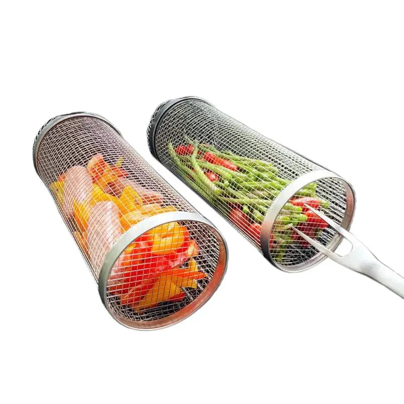 Rotating Grill Basket with 360 Degree Spin and Dishwasher Safe, Stainless Steel Avento Goods