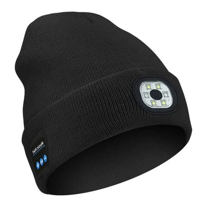 Bluetooth Beanie with Front LED Light and Removable Speaker Module, Washable Acrylic Blend