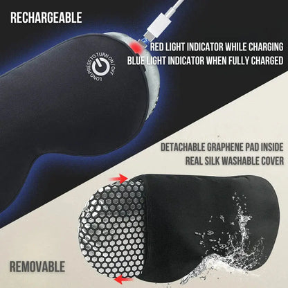 Heated Eye Mask with Rechargeable Battery and Detachable Silk-Like Cover, 3 Heat Levels Avento Goods