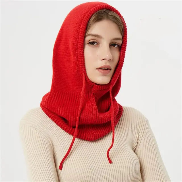 Cashmere Blend Hooded Cap with Drawstrings and Packable Knit, One-Size Fits Most Avento Goods