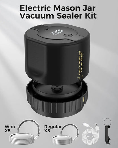 Jar Vacuum Sealer with Rechargeable Cordless Pump and 10 Lids, Fits Standard Canning Jars Avento Goods