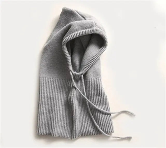 Cashmere Blend Hooded Cap with Drawstrings and Packable Knit, One-Size Fits Most Avento Goods