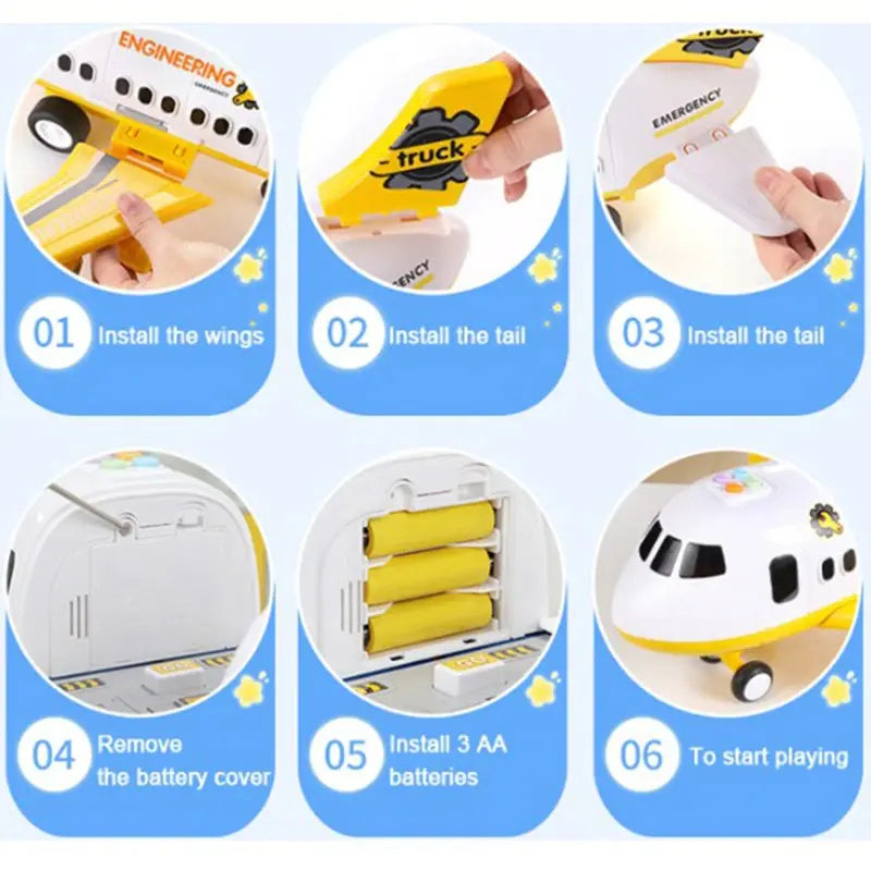 Kids Airplane Playset with Friction-Drive Plane and Light/Sound Effects, 20 Pieces Avento Goods