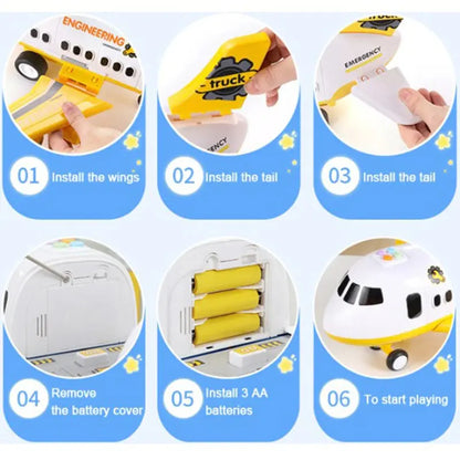 Kids Airplane Playset with Friction-Drive Plane and Light/Sound Effects, 20 Pieces Avento Goods