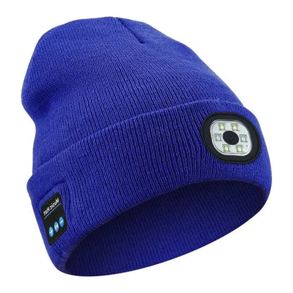 Bluetooth Beanie with Front LED Light and Removable Speaker Module, Washable Acrylic Blend
