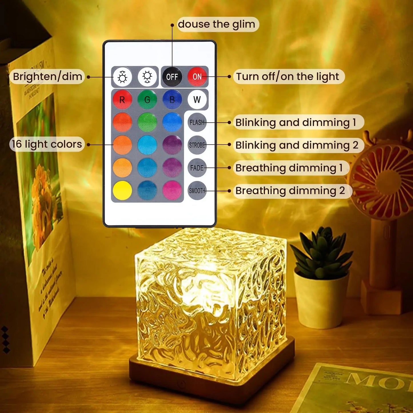 Ocean Wave Projector with 16-Color Remote and 360 Degree Room Projection, Wood Finish Avento Goods