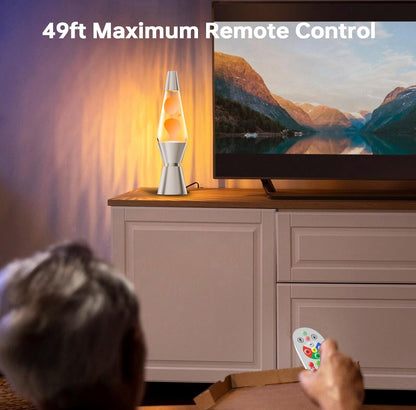 Color Changing Lava Lamp with LED Cool-Running Base and Remote Control, 14.5in Tall