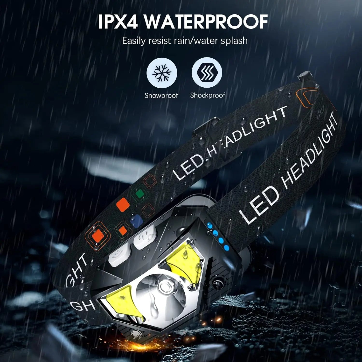 Rechargeable LED Headlamp with Motion Sensor and 1200 Lumen Output, 2-Pack Avento Goods