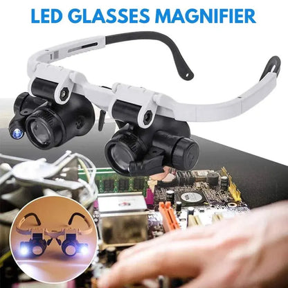 LED Magnifier Headset with Three Lenses 8x/15x/23x and Dual LEDs, Detachable Headband Avento Goods