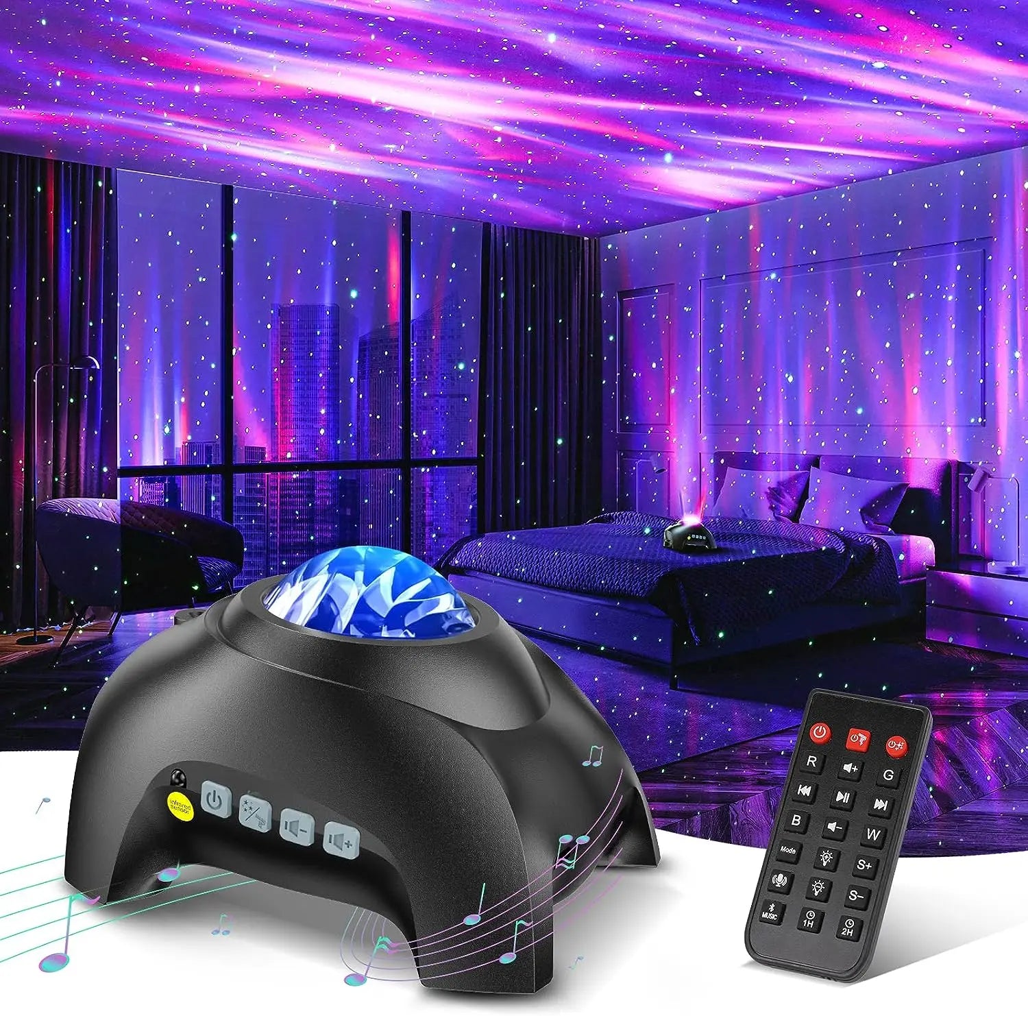 Northern Lights Projector with Dual Lenses and Bluetooth Speaker, Remote Included Avento Goods
