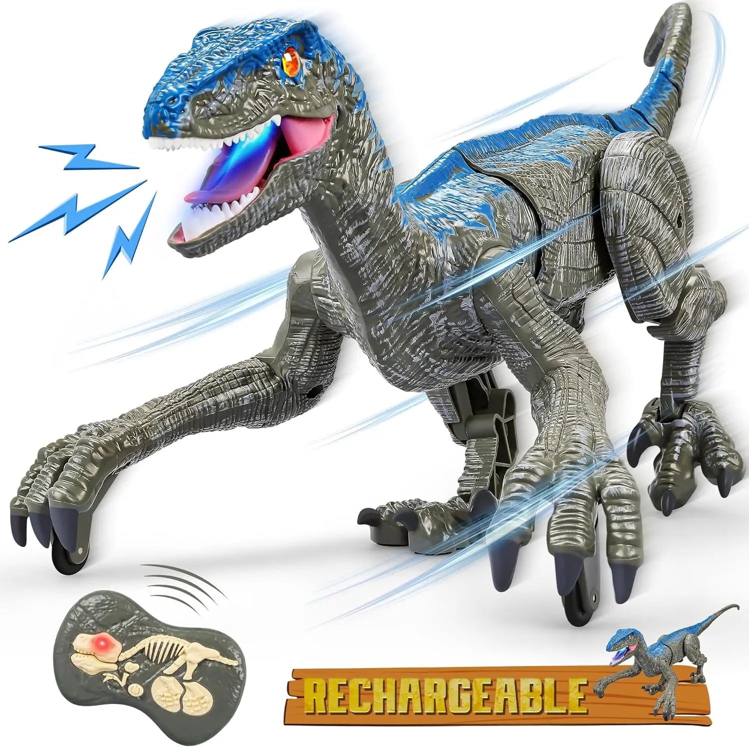 Remote Controlled Dinosaur Toy with Rechargeable Battery and Lifelike Sounds, 2.4GHz Remote Avento Goods