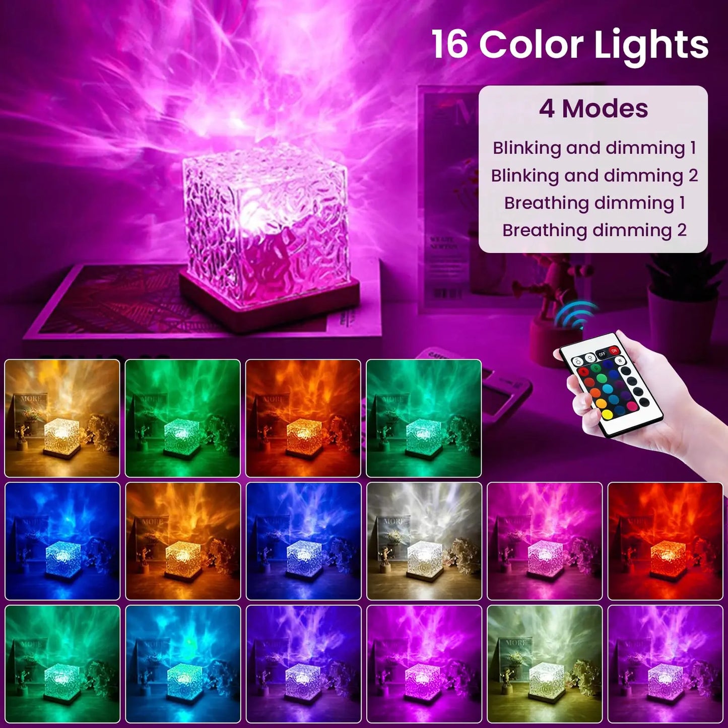 Ocean Wave Projector with 16-Color Remote and 360 Degree Room Projection, Wood Finish Avento Goods