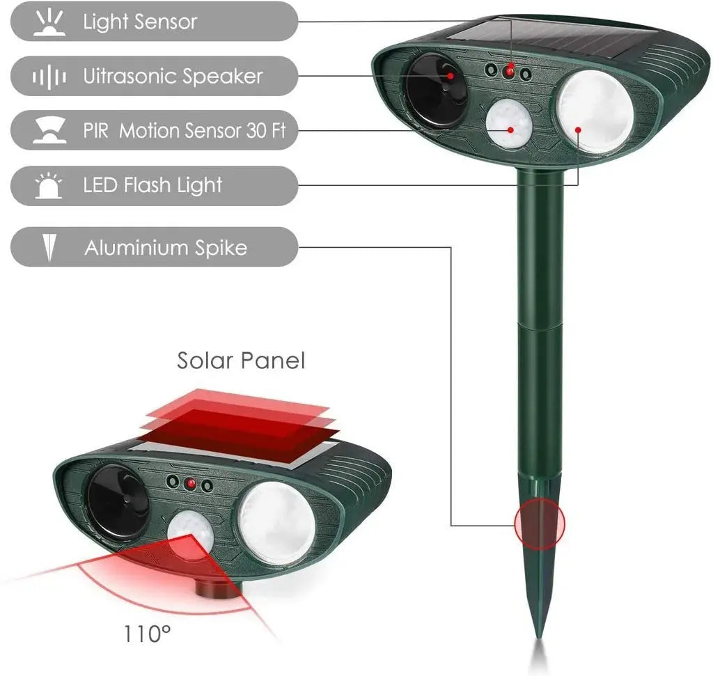 Solar Deer Repeller with Motion Sensor and Adjustable Ultrasonic, Weatherproof, 4-Pack Avento Goods