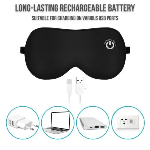 Heated Eye Mask with Rechargeable Battery and Detachable Silk-Like Cover, 3 Heat Levels Avento Goods