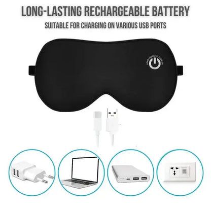 Heated Eye Mask with Rechargeable Battery and Detachable Silk-Like Cover, 3 Heat Levels Avento Goods