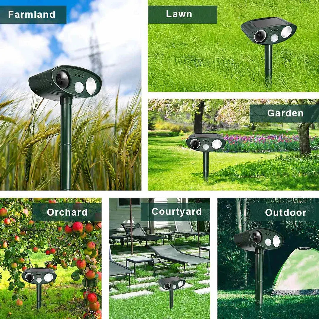 Solar Deer Repeller with Motion Sensor and Adjustable Ultrasonic, Weatherproof, 4-Pack Avento Goods
