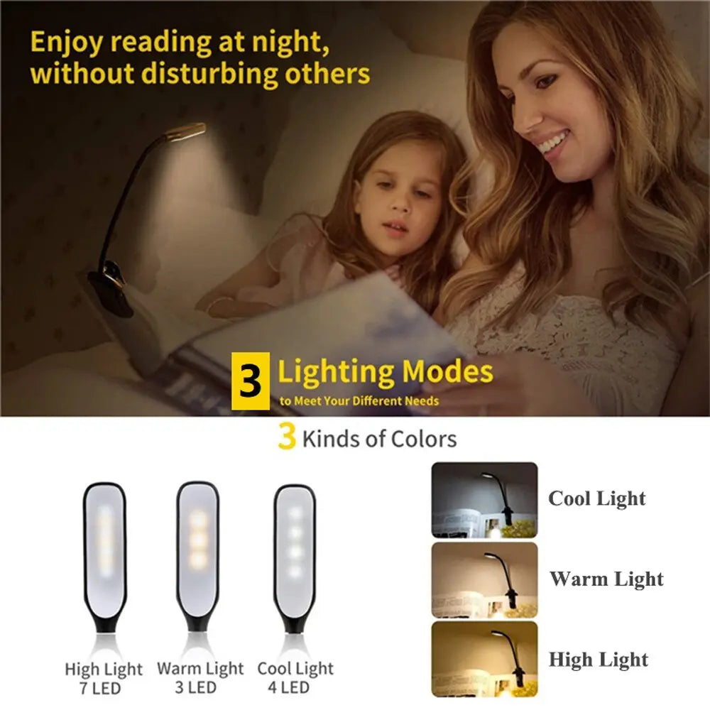 Book Light with Adjustable Color Temperature and Clip Clamp, 9-LED USB Rechargeable Avento Goods